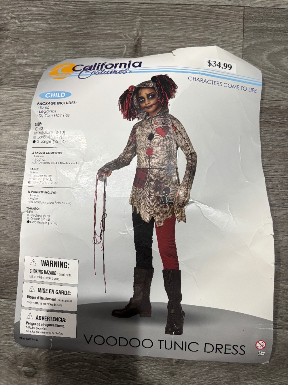 California CostumesGirls Voodoo Doll Costume X Large 12-14Halloween Tunic Set
